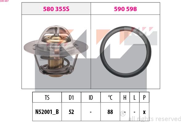 KW 580 487 - Термостат, охладителна течност vvparts.bg