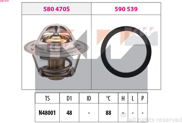 KW 580 470 - Термостат, охладителна течност vvparts.bg