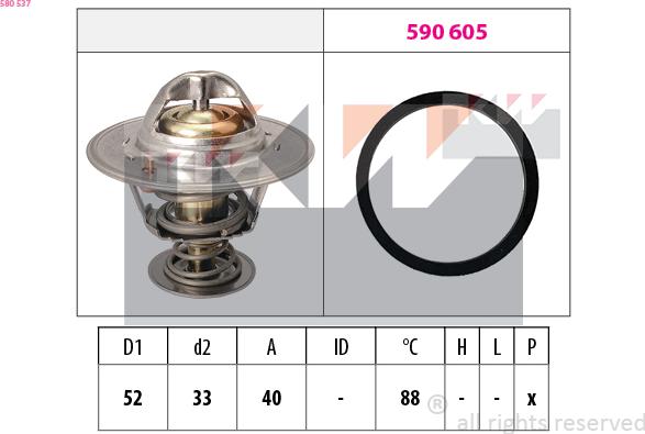 KW 580 537 - Термостат, охладителна течност vvparts.bg