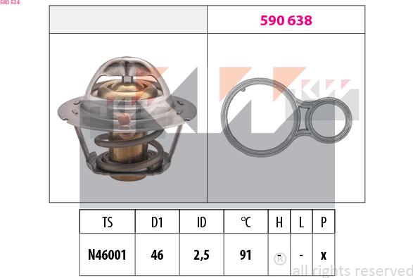 KW 580 524 - Термостат, охладителна течност vvparts.bg