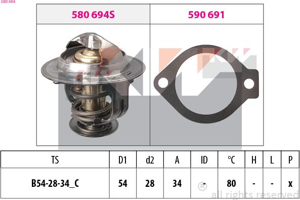 KW 580 694 - Термостат, охладителна течност vvparts.bg