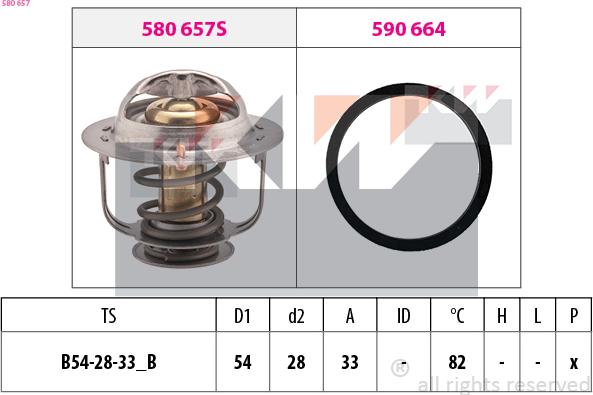 KW 580 657 - Термостат, охладителна течност vvparts.bg