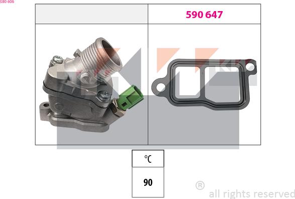 KW 580 606 - Термостат, охладителна течност vvparts.bg