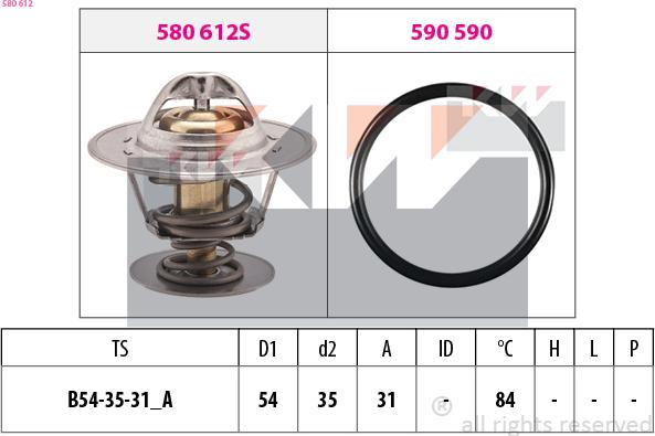 KW 580 612 - Термостат, охладителна течност vvparts.bg