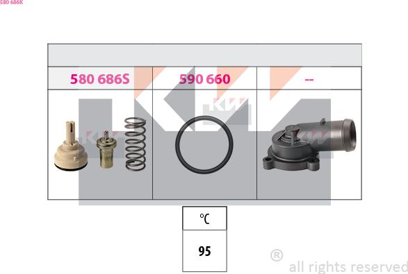 KW 580 686K - Термостат, охладителна течност vvparts.bg