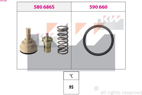 KW 580 686 - Термостат, охладителна течност vvparts.bg