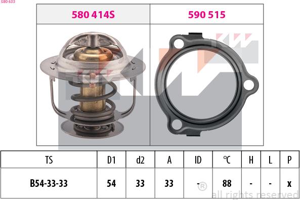 KW 580 633 - Термостат, охладителна течност vvparts.bg