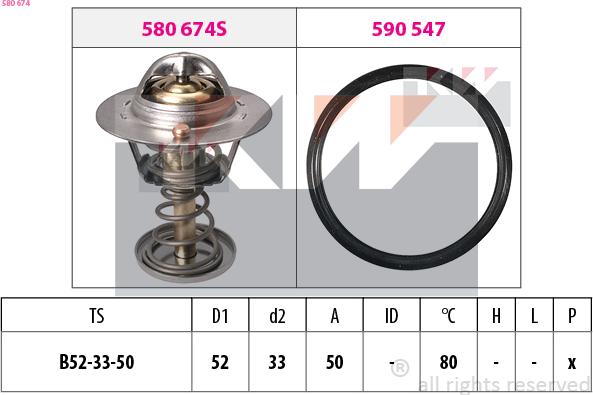 KW 580 674 - Термостат, охладителна течност vvparts.bg