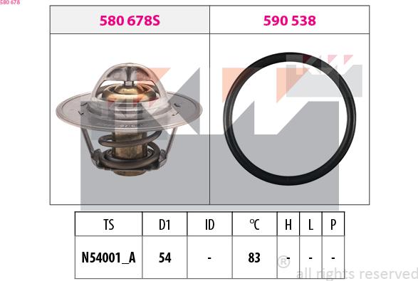 KW 580 678 - Термостат, охладителна течност vvparts.bg