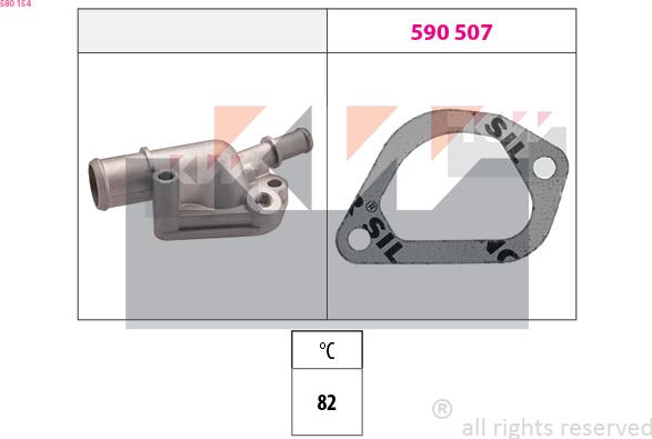 KW 580 154 - Термостат, охладителна течност vvparts.bg