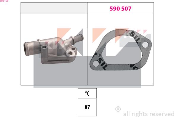 KW 580 155 - Термостат, охладителна течност vvparts.bg