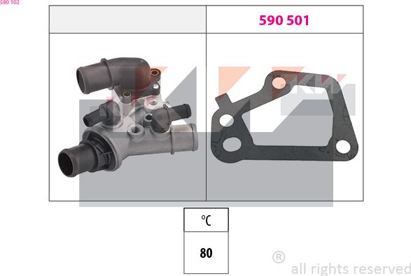 KW 580 102 - Термостат, охладителна течност vvparts.bg