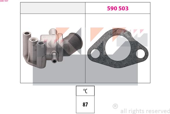 KW 580 107 - Термостат, охладителна течност vvparts.bg