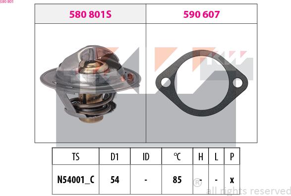 KW 580 801 - Термостат, охладителна течност vvparts.bg