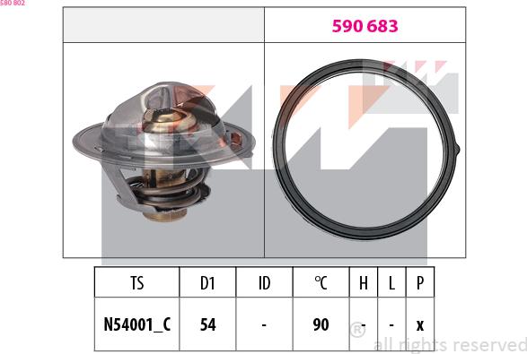 KW 580 802 - Термостат, охладителна течност vvparts.bg