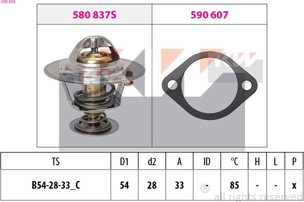 KW 580 838 - Термостат, охладителна течност vvparts.bg