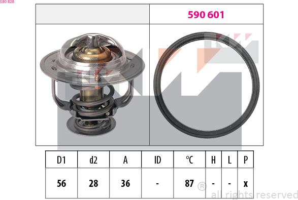 KW 580 828 - Термостат, охладителна течност vvparts.bg