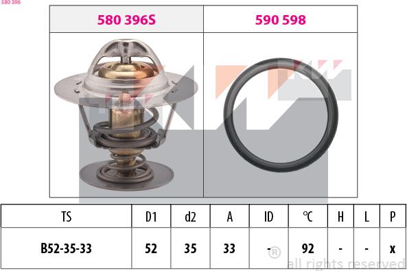 KW 580 396 - Термостат, охладителна течност vvparts.bg