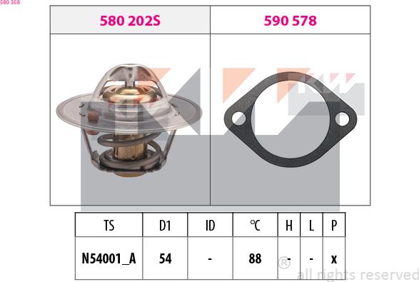 KW 580 358 - Термостат, охладителна течност vvparts.bg