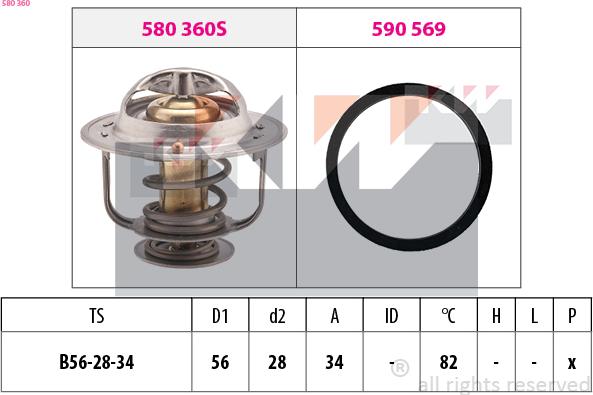 KW 580 360 - Термостат, охладителна течност vvparts.bg