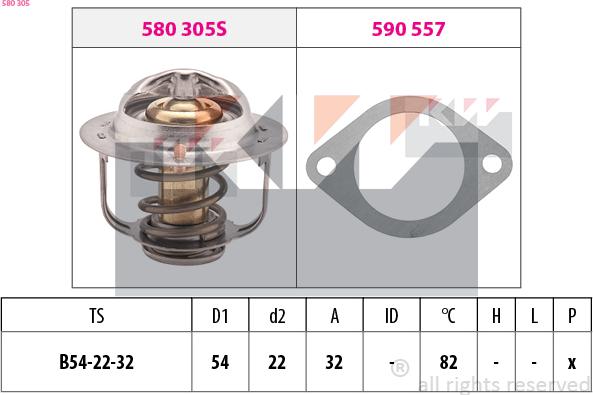 KW 580 305 - Термостат, охладителна течност vvparts.bg