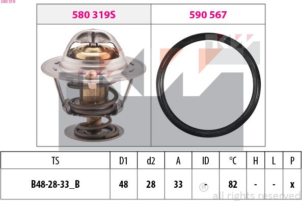 KW 580 319 - Термостат, охладителна течност vvparts.bg
