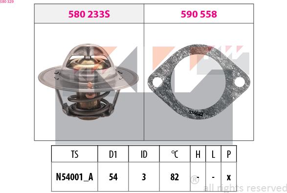 KW 580 329 - Термостат, охладителна течност vvparts.bg