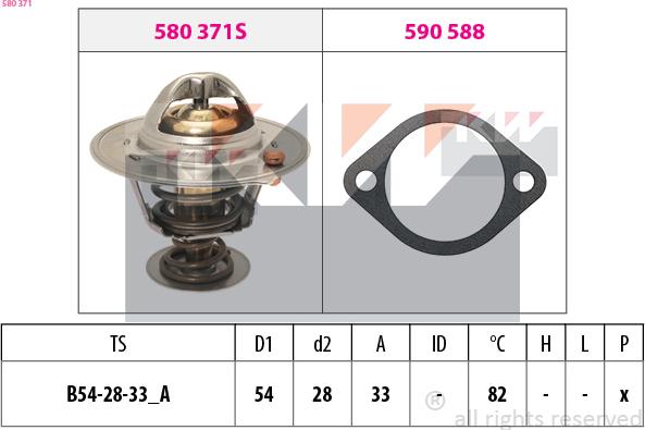 KW 580 371 - Термостат, охладителна течност vvparts.bg