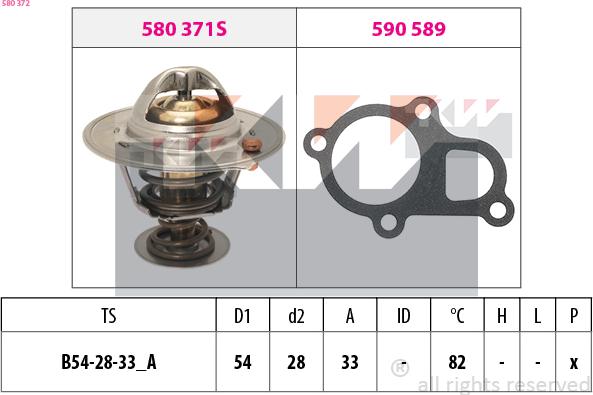 KW 580 372 - Термостат, охладителна течност vvparts.bg