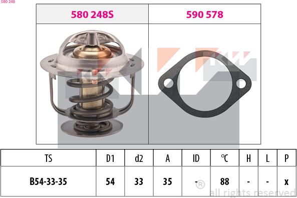 KW 580 248 - Термостат, охладителна течност vvparts.bg