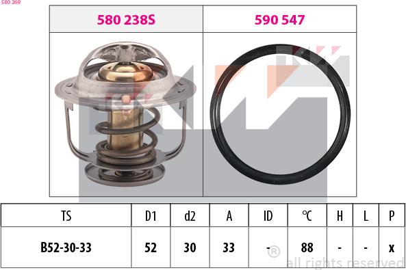 KW 580 269 - Термостат, охладителна течност vvparts.bg