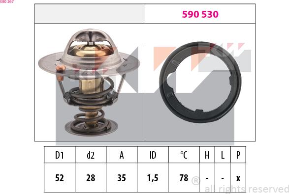 KW 580 267 - Термостат, охладителна течност vvparts.bg