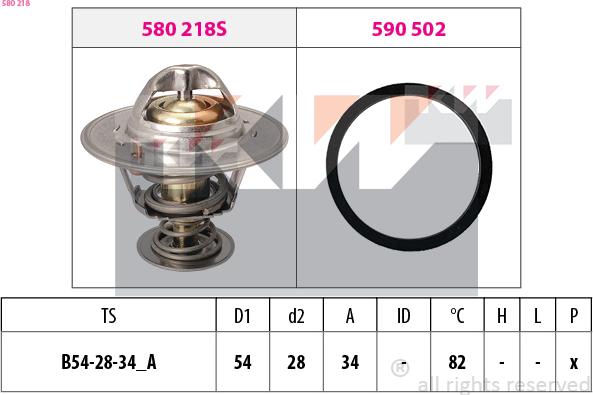 KW 580 218 - Термостат, охладителна течност vvparts.bg