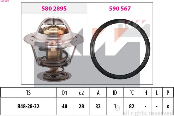 KW 580 289 - Термостат, охладителна течност vvparts.bg