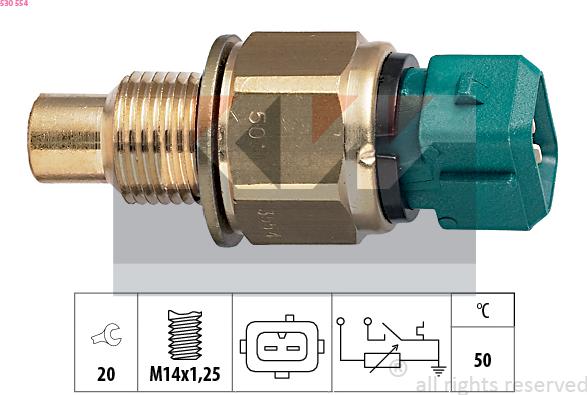 KW 530 554 - Датчик, температура на охладителната течност vvparts.bg