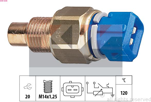 KW 530 558 - Датчик, температура на охладителната течност vvparts.bg