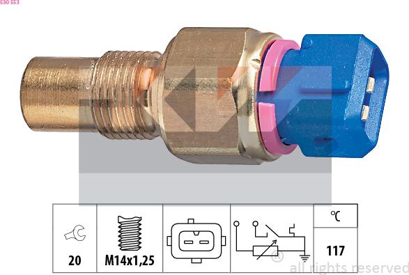 KW 530 553 - Датчик, температура на охладителната течност vvparts.bg