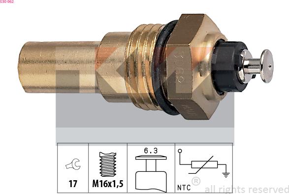 KW 530 062 - Датчик, температура на охладителната течност vvparts.bg