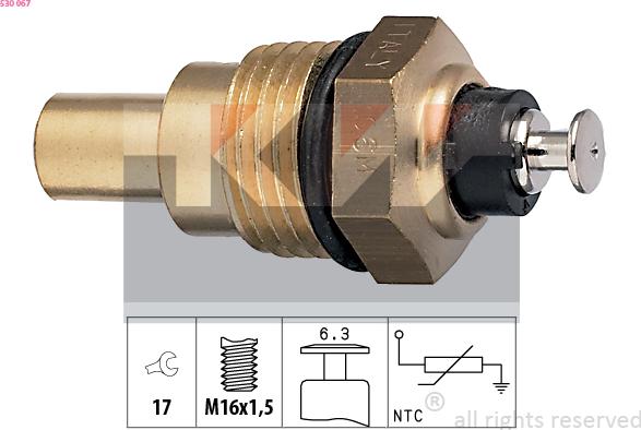 KW 530 067 - Датчик, температура на охладителната течност vvparts.bg