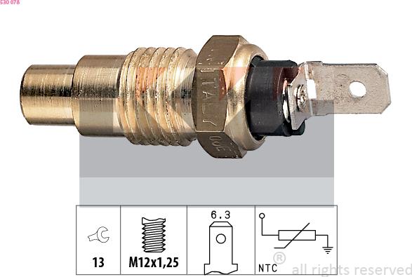 KW 530 078 - Датчик, температура на охладителната течност vvparts.bg