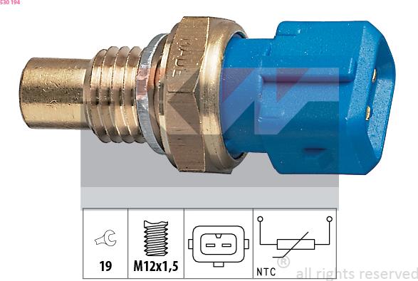 KW 530 194 - Датчик, температура на охладителната течност vvparts.bg