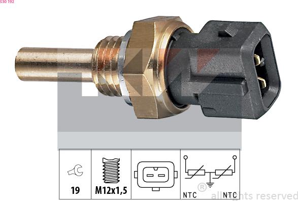 KW 530 192 - Датчик, температура на охладителната течност vvparts.bg