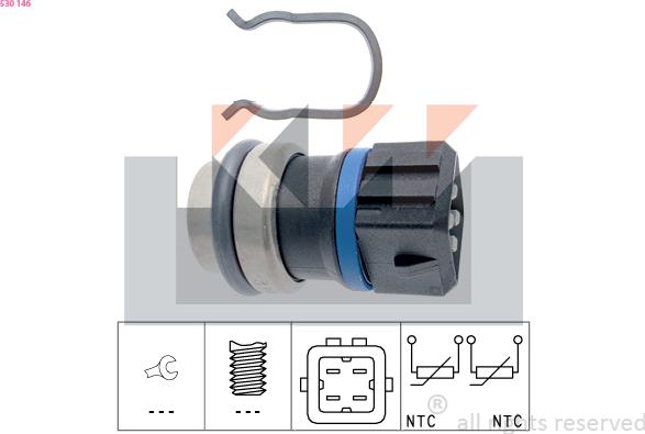 KW 530 146 - Датчик, температура на охладителната течност vvparts.bg