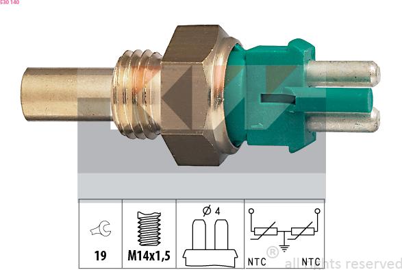 KW 530 140 - Датчик, температура на охладителната течност vvparts.bg