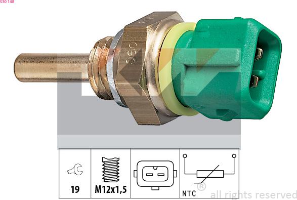 KW 530 148 - Датчик, температура на охладителната течност vvparts.bg