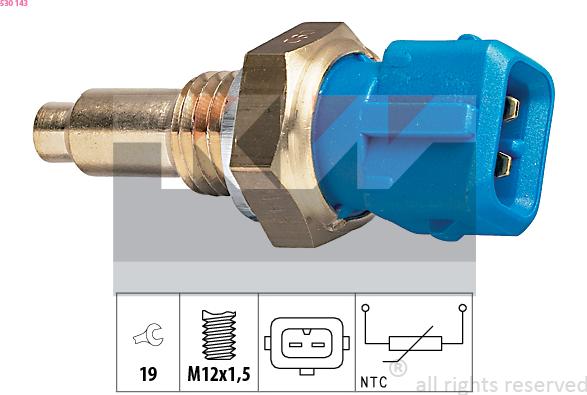 KW 530 143 - Датчик, температура на охладителната течност vvparts.bg