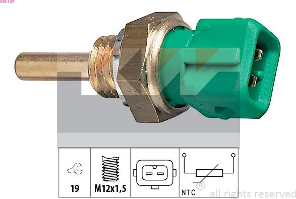 KW 530 147 - Датчик, температура на охладителната течност vvparts.bg