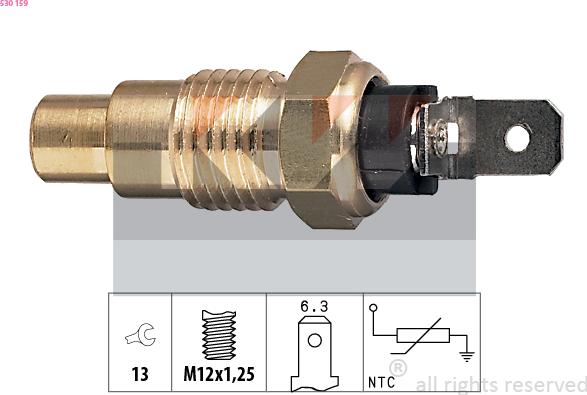 KW 530 159 - Датчик, температура на охладителната течност vvparts.bg