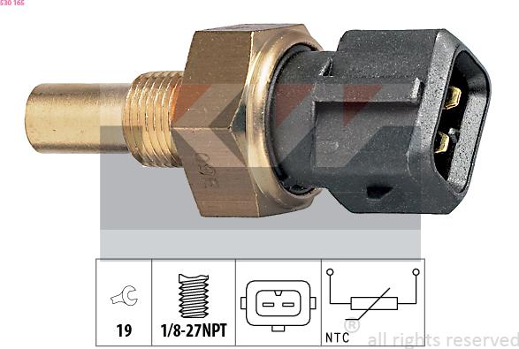 KW 530 165 - Датчик, температура на охладителната течност vvparts.bg