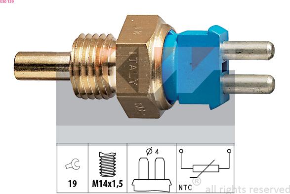 KW 530 139 - Датчик, температура на охладителната течност vvparts.bg